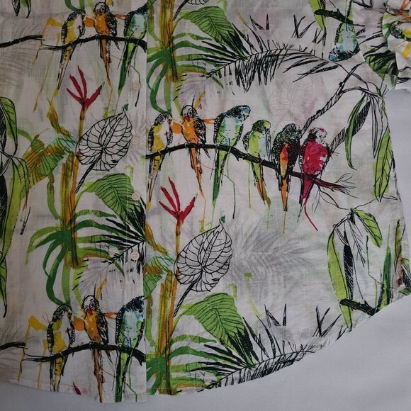 Westbound Petites Tropical Parrot Print Button-Up Short Sleeve Shirt Size PS - Picture 5 of 10